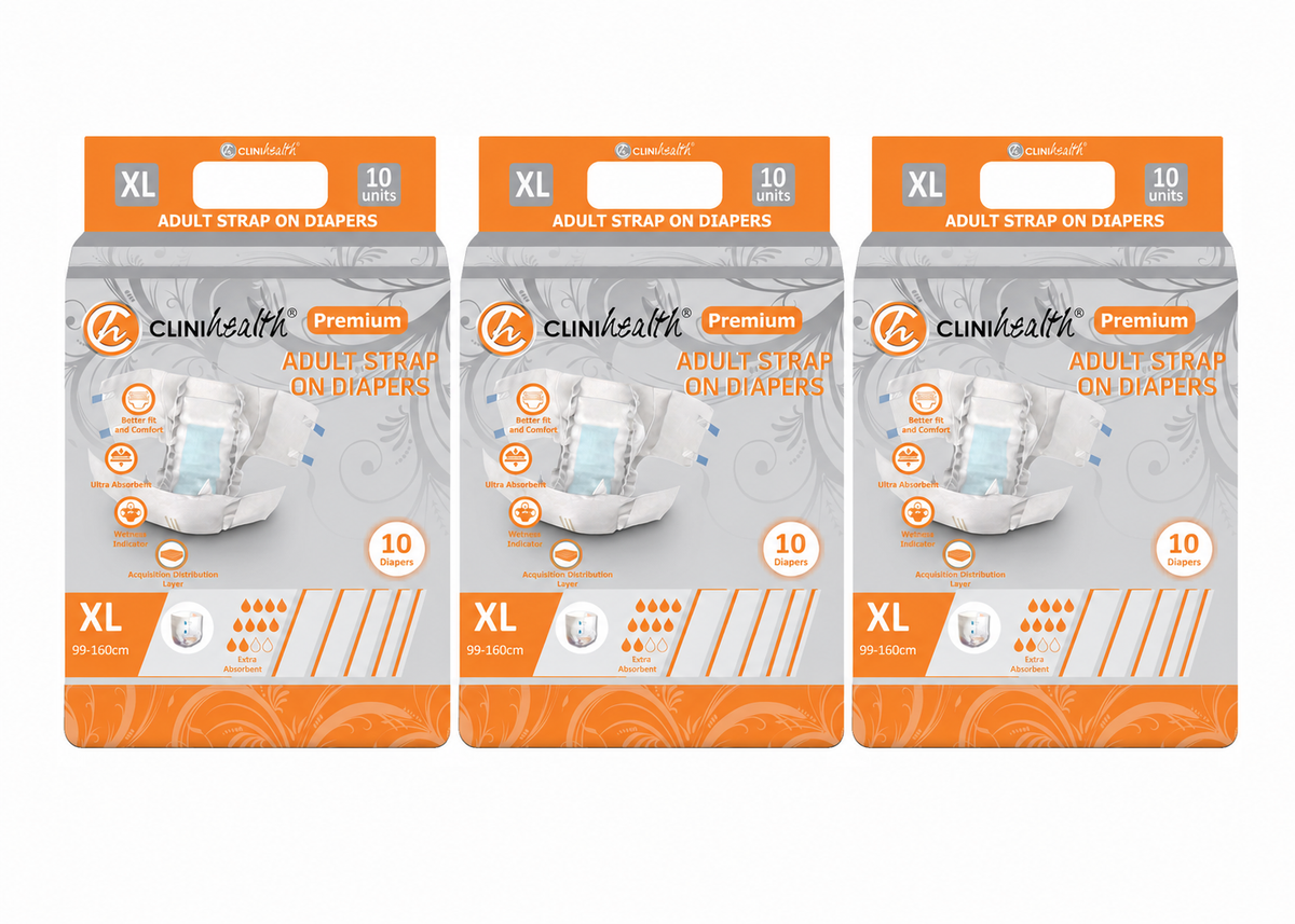 3 x Clinihealth Strap On Diapers XL