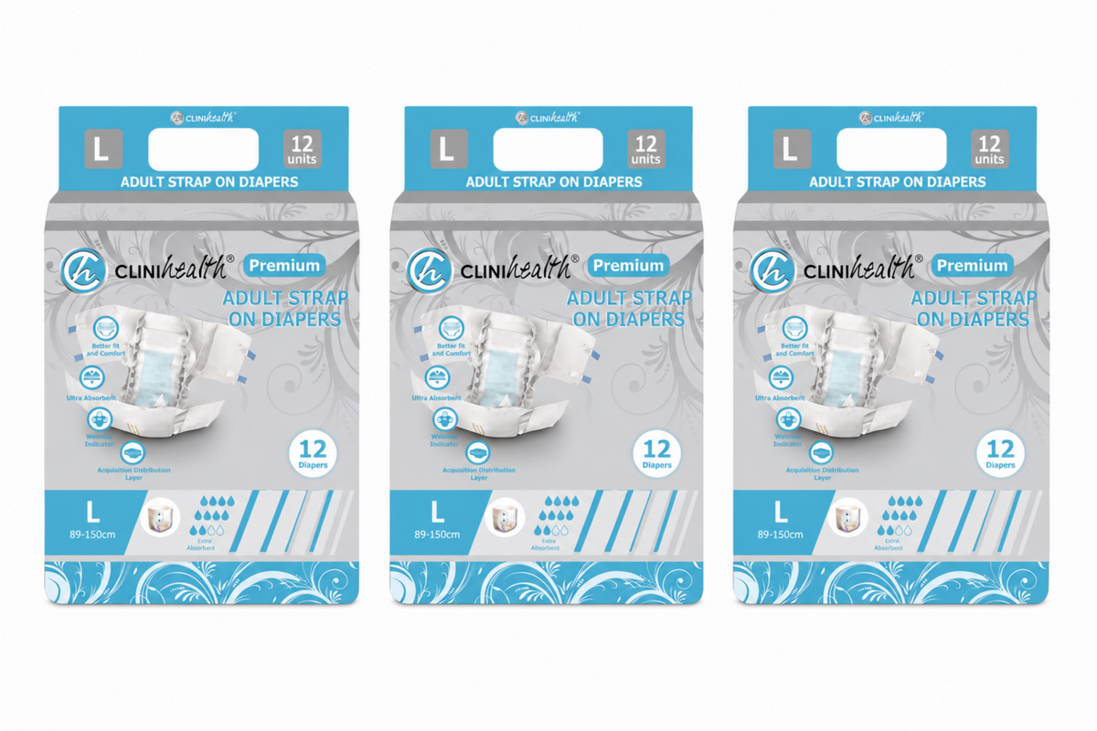 3x Clinihealth Adult Strap On Diapers Large