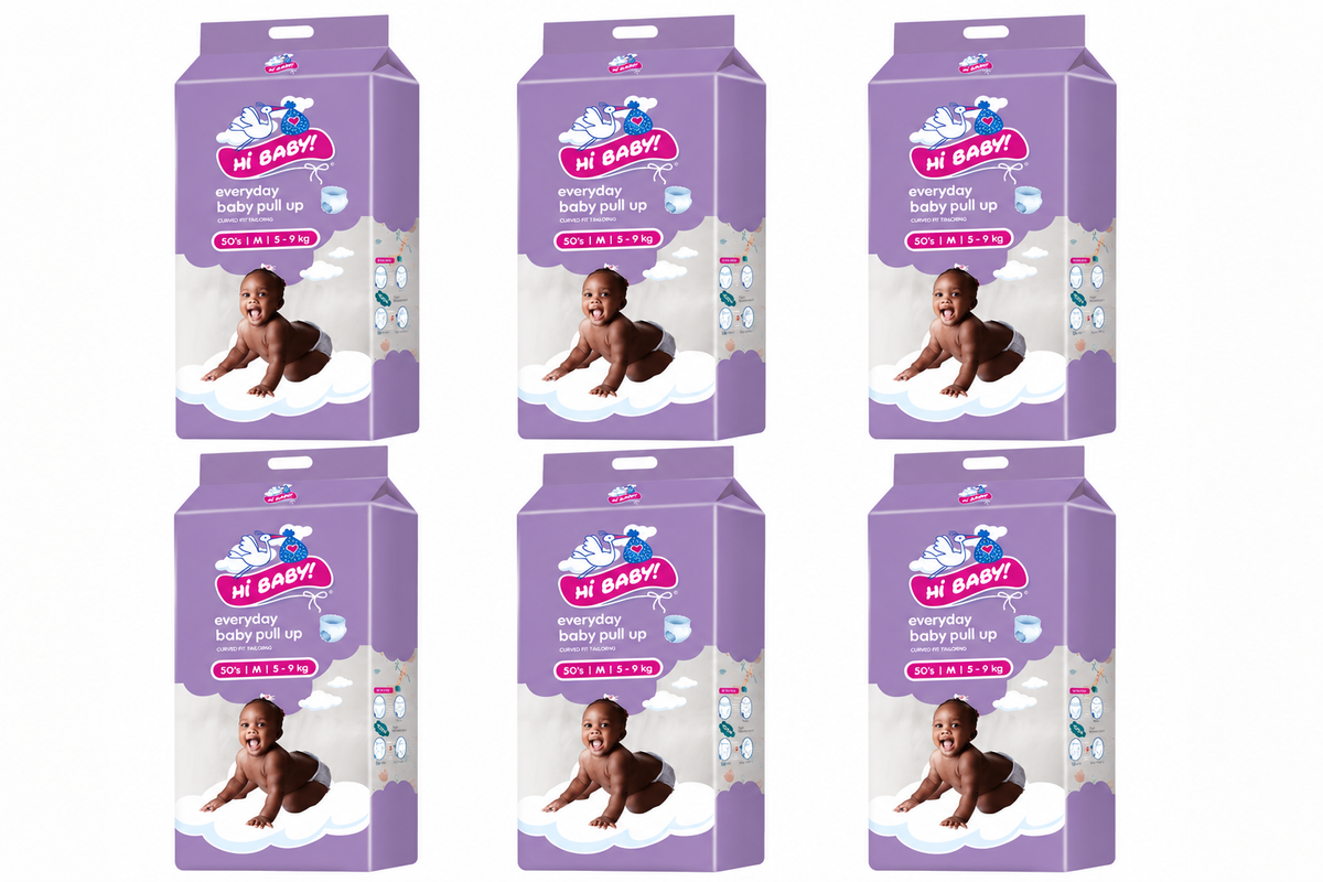 6 x Hi Baby Pull-up Diapers Med 5-9KG 50s
