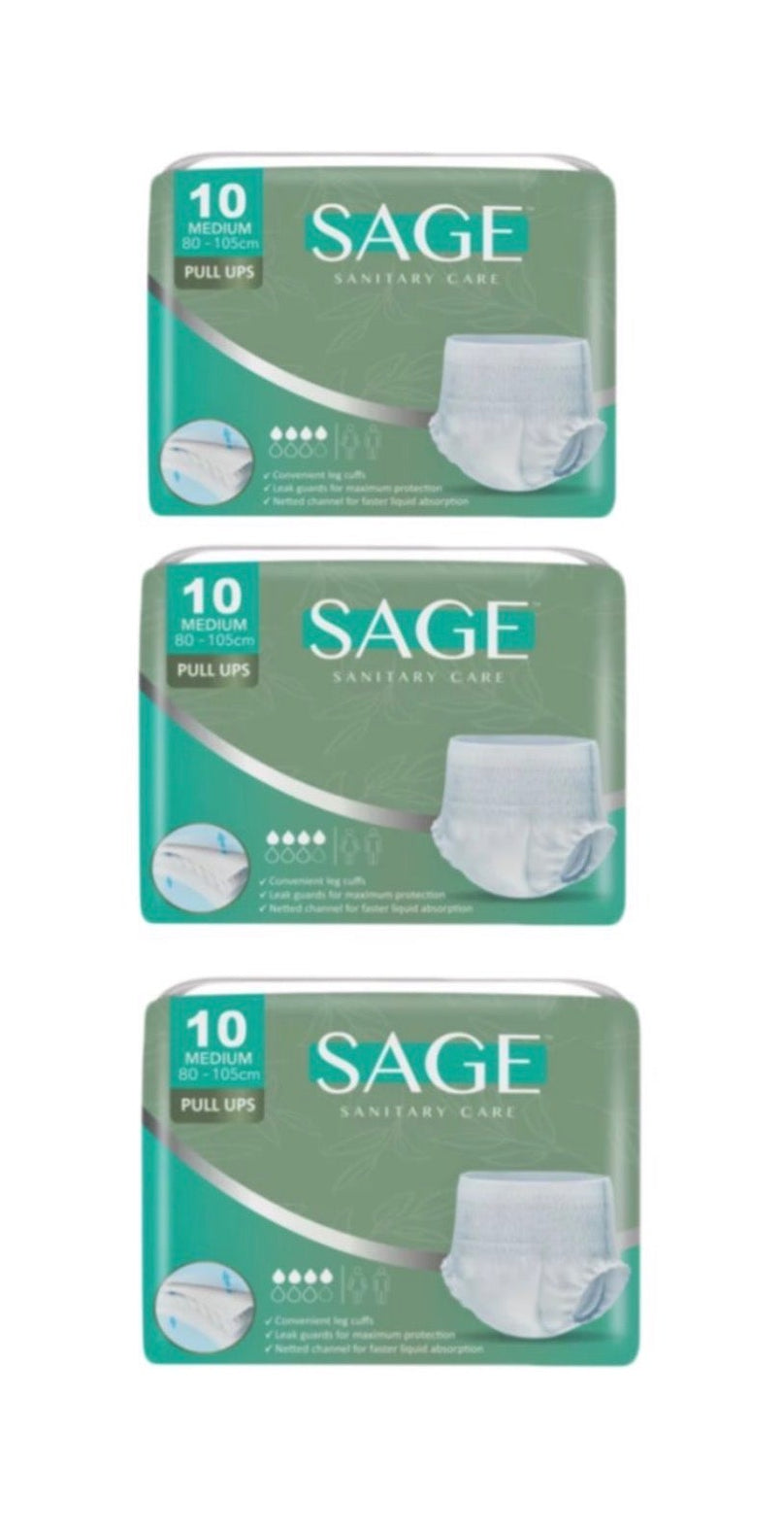 3 x Sage Adult Nappies - M