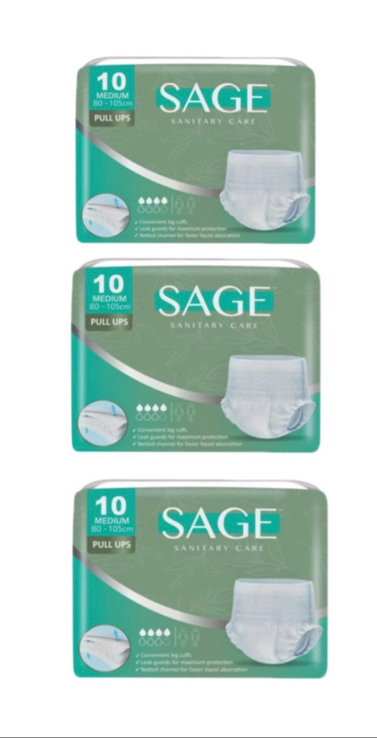 3 x Sage Adult Nappies - L