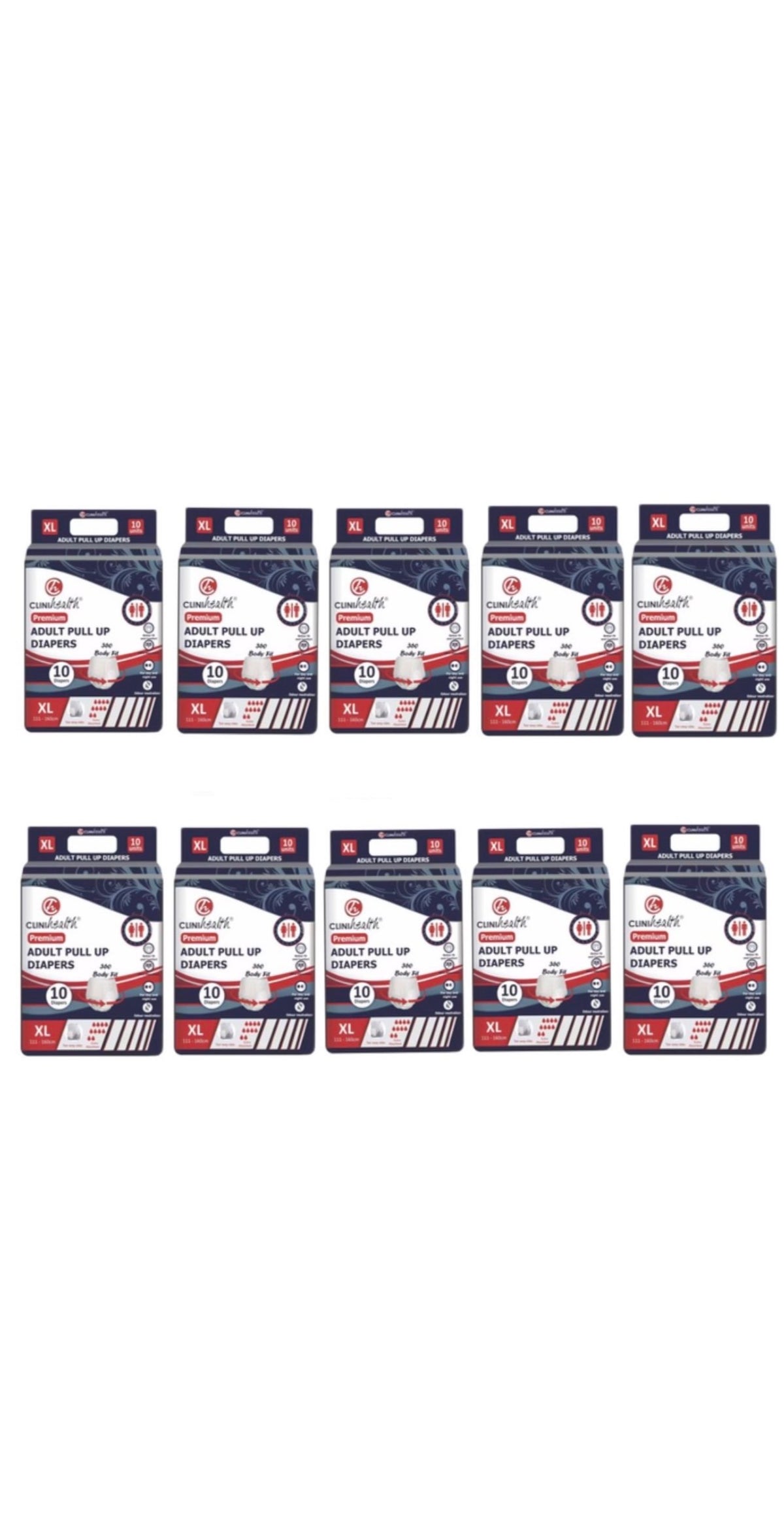 10 × Clinihealth XL Premium Adult Nappies