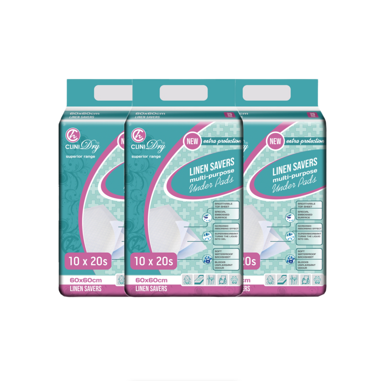 Clinihealth 60 x 60 Linen Savers x 3