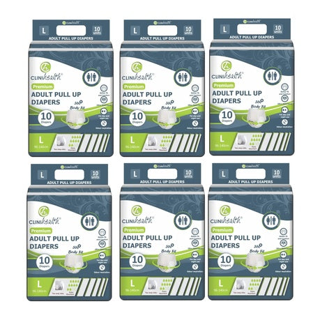 6 X Clinihealth Large Premium Adult Nappies